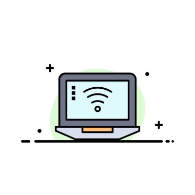 Laptop, Bilgisayar, Sinyal, Wifi Business Flat Line Dolu Simge V