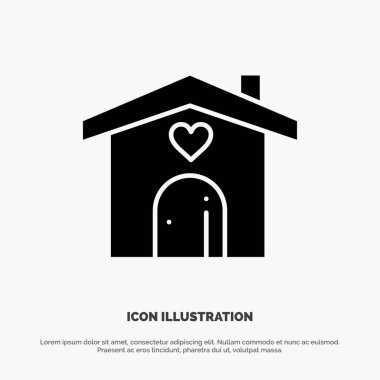 Ev, Aşk, Kalp, Düğün katı Glyph Icon vektör