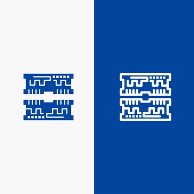 Kartlar, Bileşen, Bilgisayar Hattı ve Glyph Solid simgesi Mavi afiş