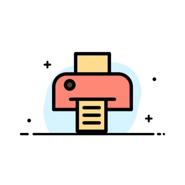 Printer, Printing, Print  Business Flat Line Filled Icon Vector 