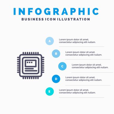 Cpu, Depolama, Bilgisayar, Donanım Mavi Bilgi Grafikleri Şablon 5 St