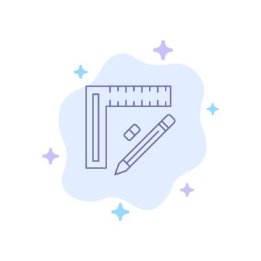 Cetvel, Inşaat, kalem, tamir, tasarım mavi simge Abstrac üzerinde