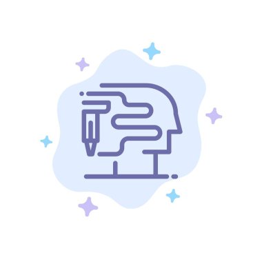 İnsan, baskı, büyük düşünün mavi simge soyut bulut backgroun