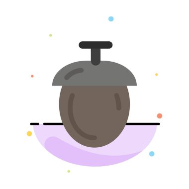 Orman, Fındık, Tohumlar Soyut Düz Renk Simgesi Şablonu