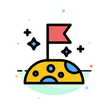 Moon, Slow, Space Abstract Flat Color Icon Template