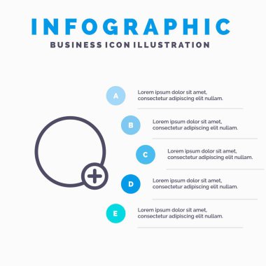 Temel, Artı, İşaret, Ui Line simgesi ile 5 adımsunum infogr