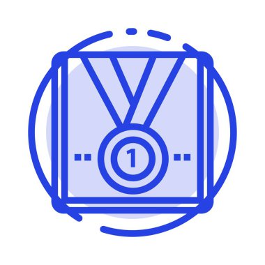 Ödül, Madalya, Yıldız, Kazanan, Kupa Mavi Noktalı Çizgi Simgesi