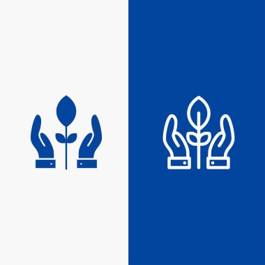 Koruma, Bitki, El, Enerji Hattı ve Glifler Katı simgesi Mavi