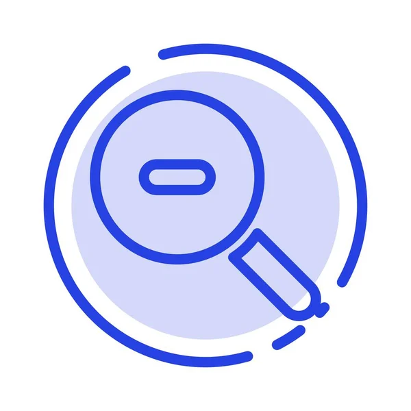 Icono de línea de puntos azul búsqueda, investigación, zoom — Vector de stock