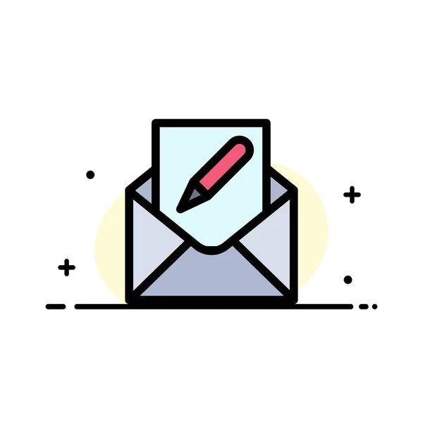 Verfassen, Bearbeiten, E-Mail, Umschlag, Briefgeschäft flache Linie gefüllt — Stockvektor