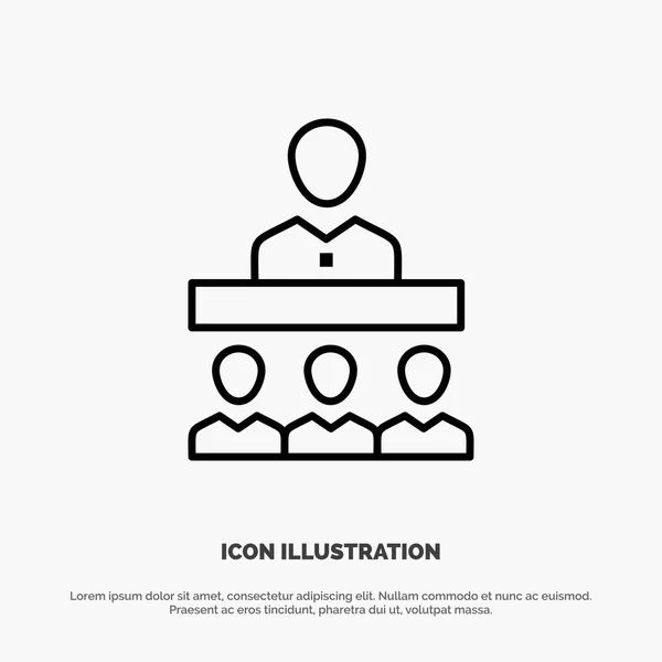 Vector de iconos de línea de oficina, Reunión, Equipo, Trabajo en equipo — Vector de stock