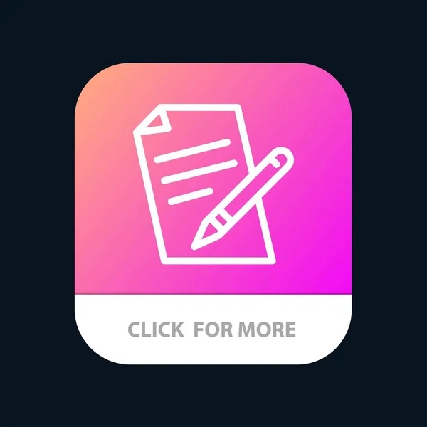 Pulsante File, Istruzione, Penna, Matita Mobile App. Android e IOS — Vettoriale Stock