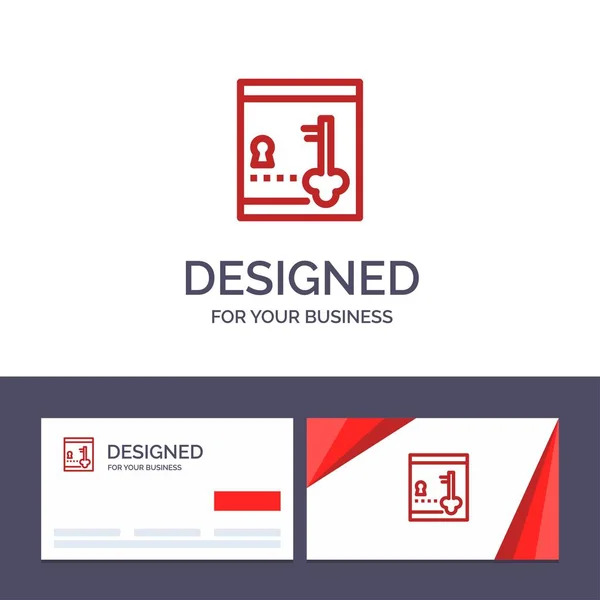 Δημιουργικό Πρότυπο Επαγγελματικής Κάρτας Και Λογότυπου Χρηματοκιβώτιο Ντουλάπι Κλείδωμα Εικονογράφηση — Διανυσματικό Αρχείο
