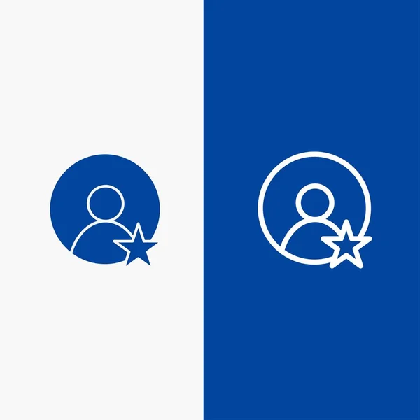Valoración, Usuario, Línea de Perfil y Glifo Sólido icono Azul Banner Line — Archivo Imágenes Vectoriales