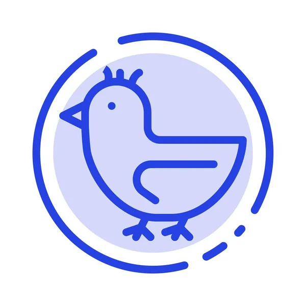 Pato, ganso, cisne, Ícone de linha pontilhada azul da mola — Vetor de Stock