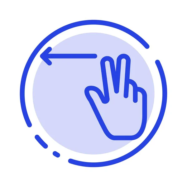 Fingers, Gesture, Left Blue Dotted Line Icon — стоковый вектор