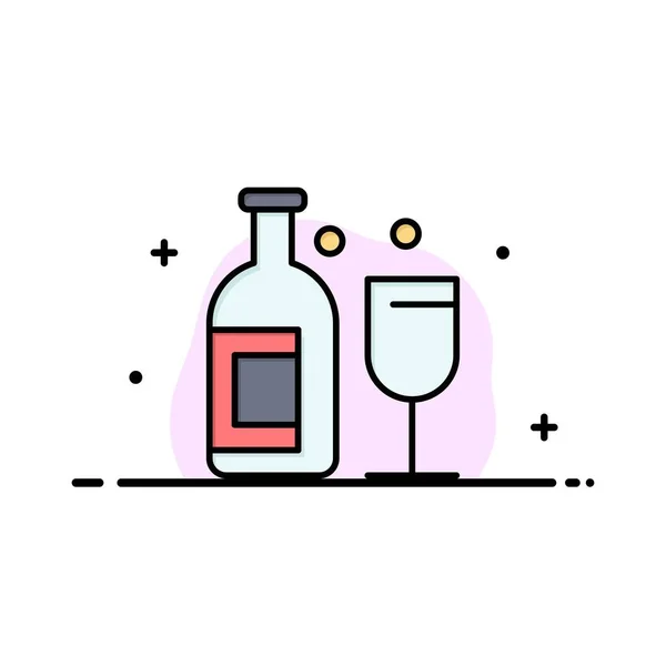 Alcool, Bar, Boisson, Whisky Business Flat Line Icône remplie Vec — Image vectorielle