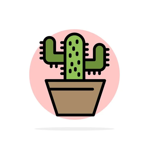 Cactus, Nature, Pot, Printemps Résumé Cercle Fond Plat colo — Image vectorielle