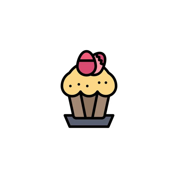 Oeuf, gâteau, tasse, nourriture, modèle de logo d'entreprise de Pâques. Couleur plate — Image vectorielle