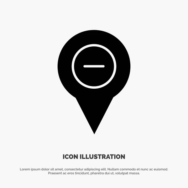 Ubicación, Mapa, Navegación, Pin, menos sólido Glyph Icon vector — Vector de stock