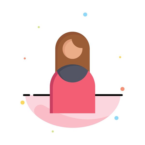 Women, Mother, Girl, Lady Abstract Flat Color Icon Template