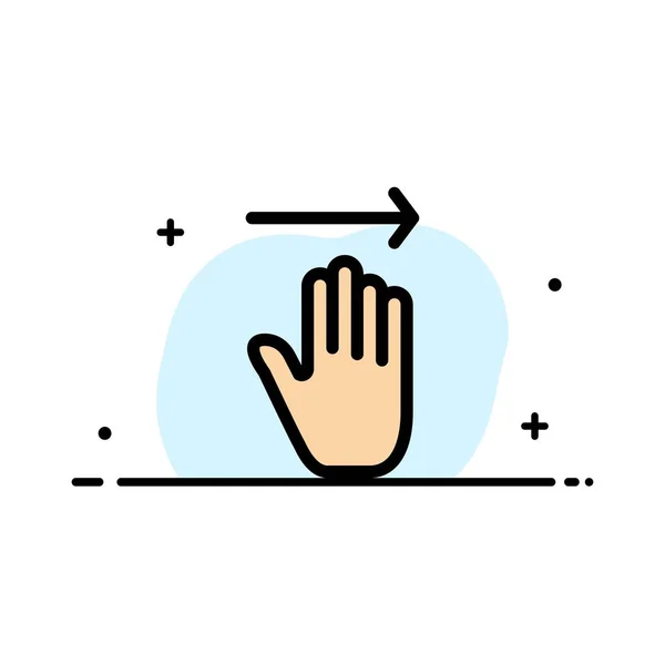 Hand, Arrow, Gestures, right  Business Flat Line Filled Icon Vec — Stock Vector