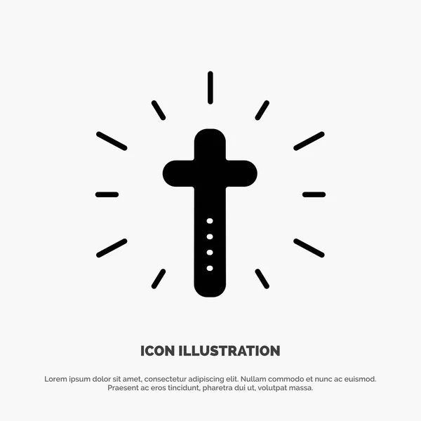 Célébration, Christian, Croix, Pâques solide Glyphe Icône vecteur — Image vectorielle