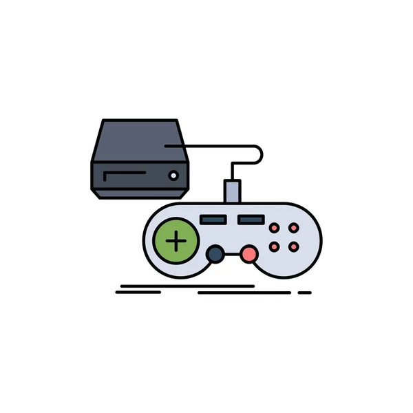 Konsole, Spiel, Spiele, Playstation, spielen flache Farbe Symbol-Vektor — Stockvektor