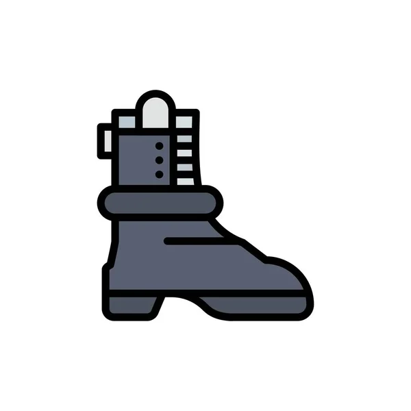 Zapatos, Bota, American Flat Color Icon. Banner icono vectorial Templ — Archivo Imágenes Vectoriales