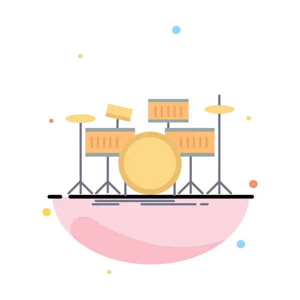 Tambour, batterie, instrument, kit, musical Flat Color Icon Vector — Image vectorielle