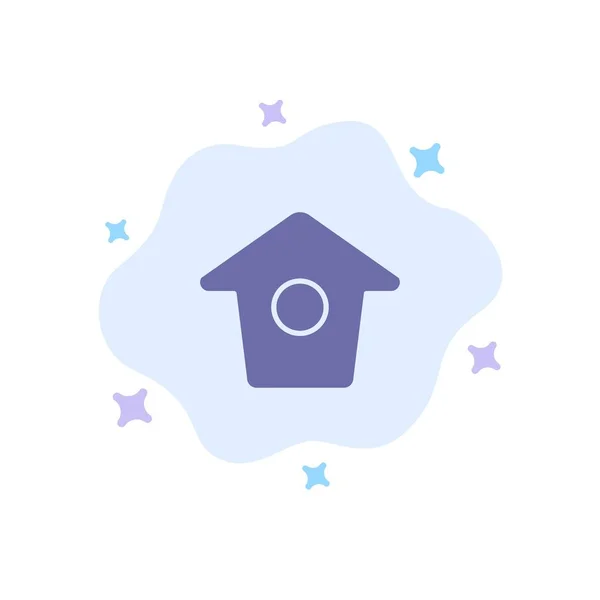 Birdhouse, Tweet, Twitter niebieski ikona na abstrakcyjne chmura tło — Wektor stockowy