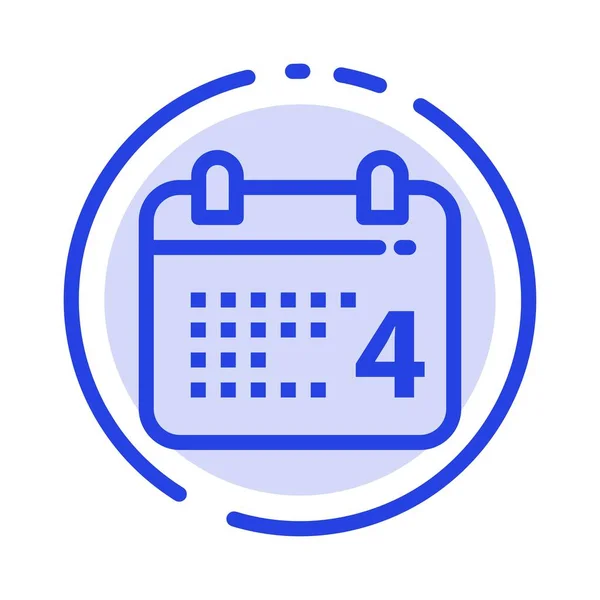 Calendario, Día, Fecha, American Blue Dotted Line Icono — Vector de stock