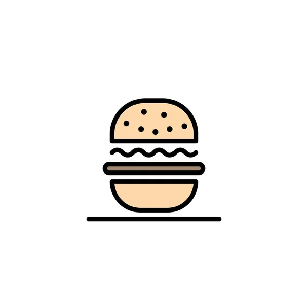 Burger, Comer, Americano, Usa Business Logo Template. Cor plana — Vetor de Stock