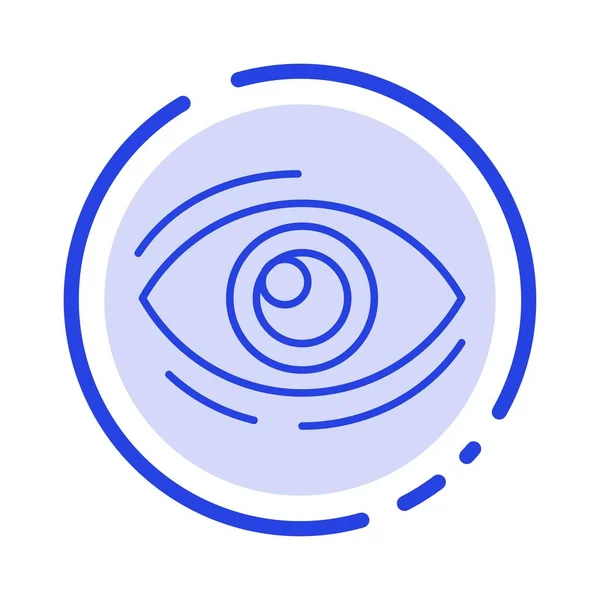 Auge, Finden, Schauen, Suchen, Suchen, Sehen, Betrachten der blau gepunkteten Linie — Stockvektor