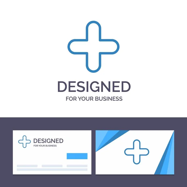 Креативна візитна картка та шаблон логотипу Додати, новий, плюс, знак Ve — стоковий вектор