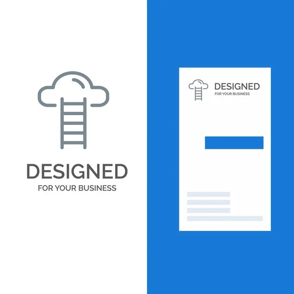 Escalera, nube, usuario, interfaz Diseño de Logo Gris y Tarjeta de visita — Vector de stock