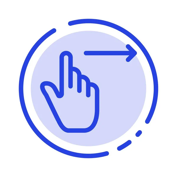 Finger, Gestures, Right, Slide, Swipe Blue Dotted Line Icon — стоковый вектор