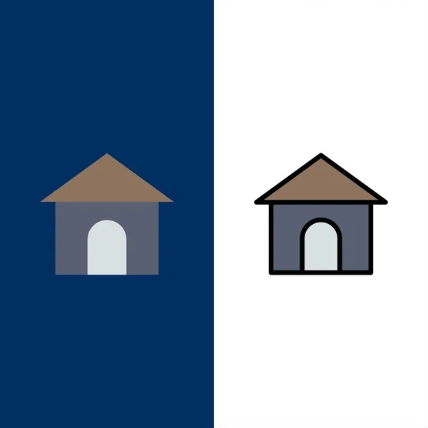 Budynek, wąż, dom, sklep ikony. Płaska i wypełniona linią ikona SE — Wektor stockowy
