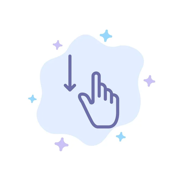 Ner, finger, gest, gester, hand Blå ikon på abstrakt Clou — Stock vektor