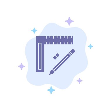 Cetvel, Inşaat, kalem, tamir, tasarım mavi simge Abstrac üzerinde