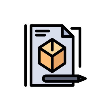 Dosya, Kutu, Kalem, Teknoloji Düz Renk Simgesi. Vektör simgesi bann