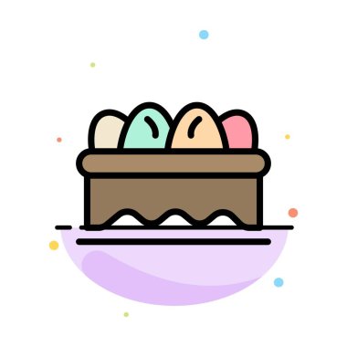 Sepet, Paskalya, Yumurta Soyut Düz Renk Simgesi Şablonu