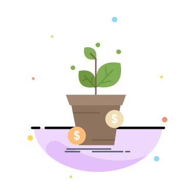 dolar, büyüme, pot, kar, iş Düz Renk Simge Vektör