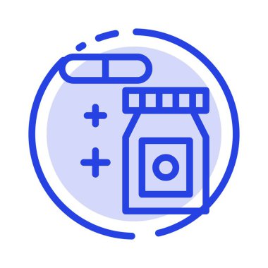 Tablet, Yağmurlu, Sıcaklık Mavi Noktalı Çizgi Simgesi