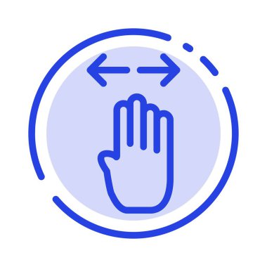 Dört, El, Parmak, Sol, Sağ Mavi Noktalı Çizgi Simgesi