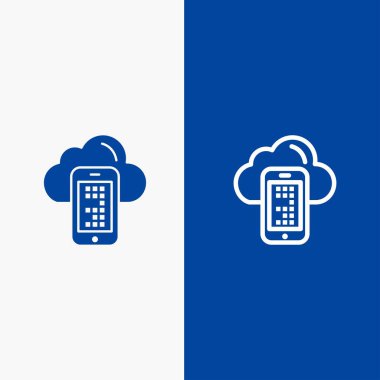 Bulut, Bilgisayar, Mobil, Hücre Hattı ve Glyph Katı simgesi Mavi ba