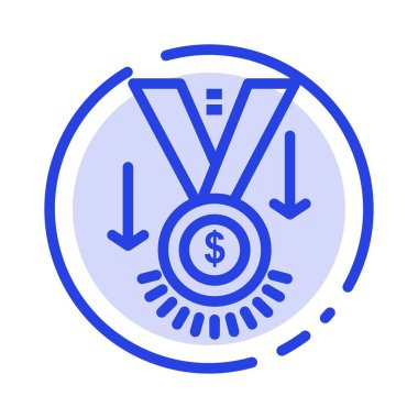 Ödül, Madalya, Yıldız, Kazanan, Kupa Mavi Noktalı Çizgi Simgesi