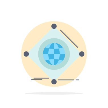 Iot, internet, şeyler, of, küresel Düz Renk Simge Vektör