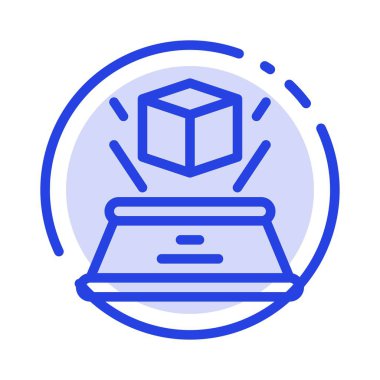 3d, Kutu, Hologram, Hayal Gücü, Sunum Mavi Noktalı Çizgi Li