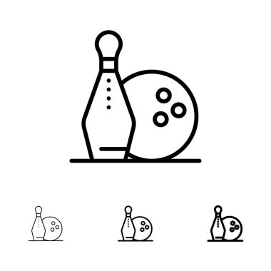 Aktivite, Bowling, Kaseler, Fıçı ling Kalın ve ince siyah çizgi simgesi